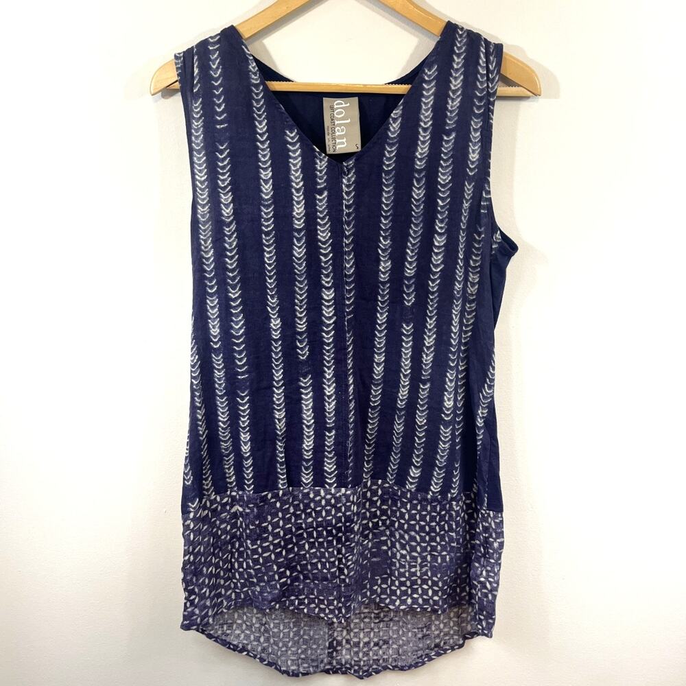 Dolan Left Coast Collection Tunic Tank Small Blue Shibori Indigo